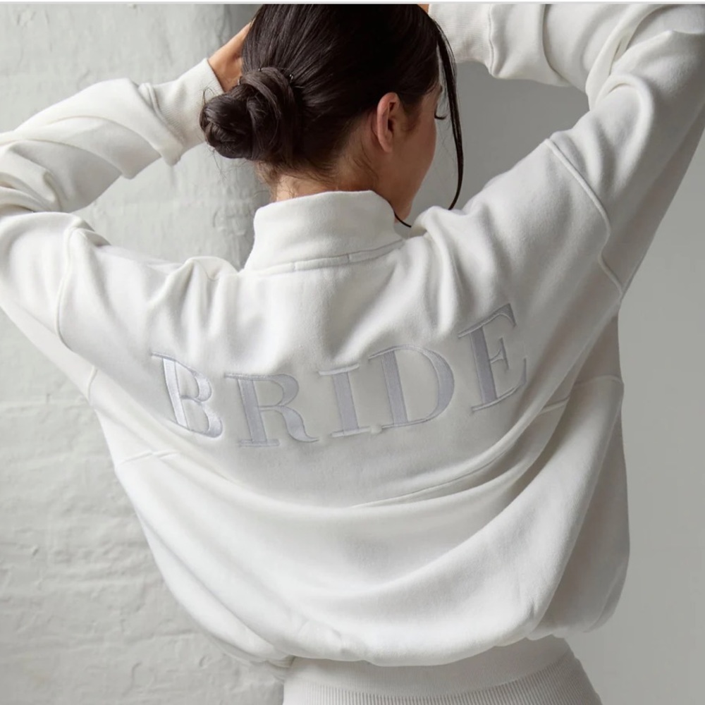 Six Stories Bride Statement Quarter Zip Sweatshirt - White